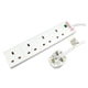 White 5m 4-gang surge protected extension lead with LED indicator from Globoshop. White 5m 4-gang surge protected extension lead with LED indicator from Globoshop.